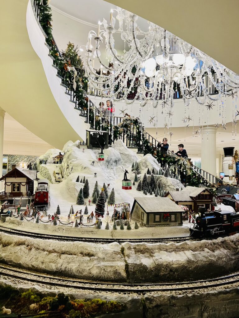 train display at the charleston place lobby
