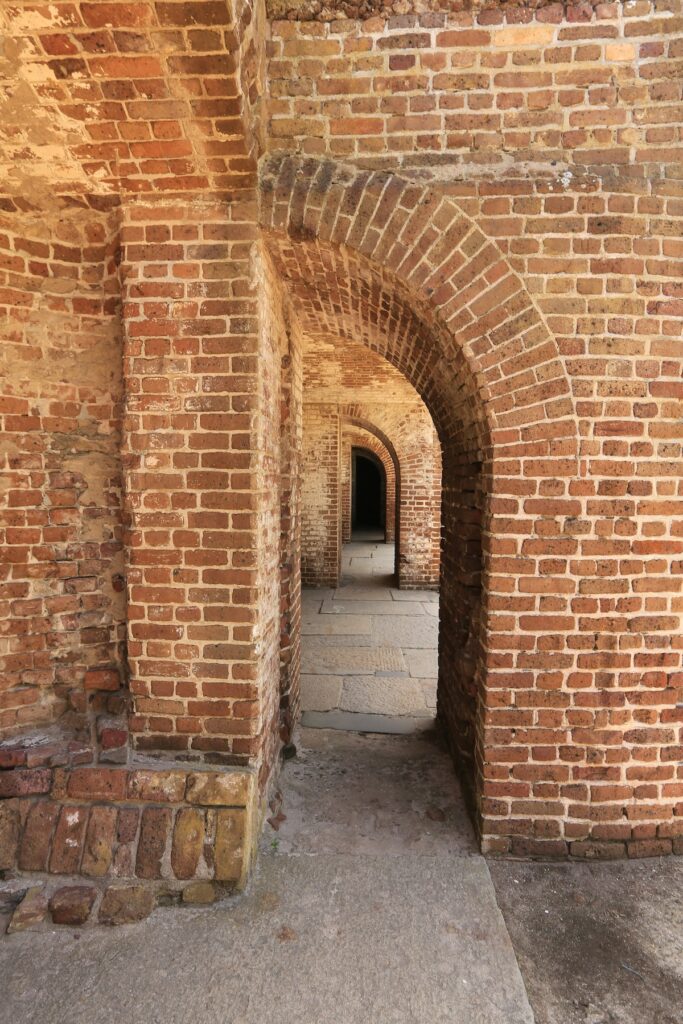 walls inside fort sumter historic site in charleston