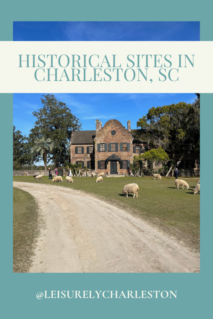 image of middleton place and text 'historical sites in charleston sc'