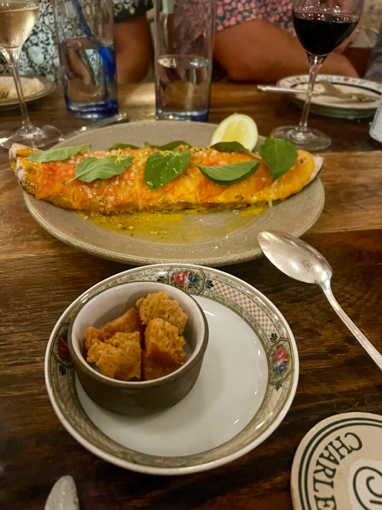 Whole market fish served at Chubby Fish in Charleston
