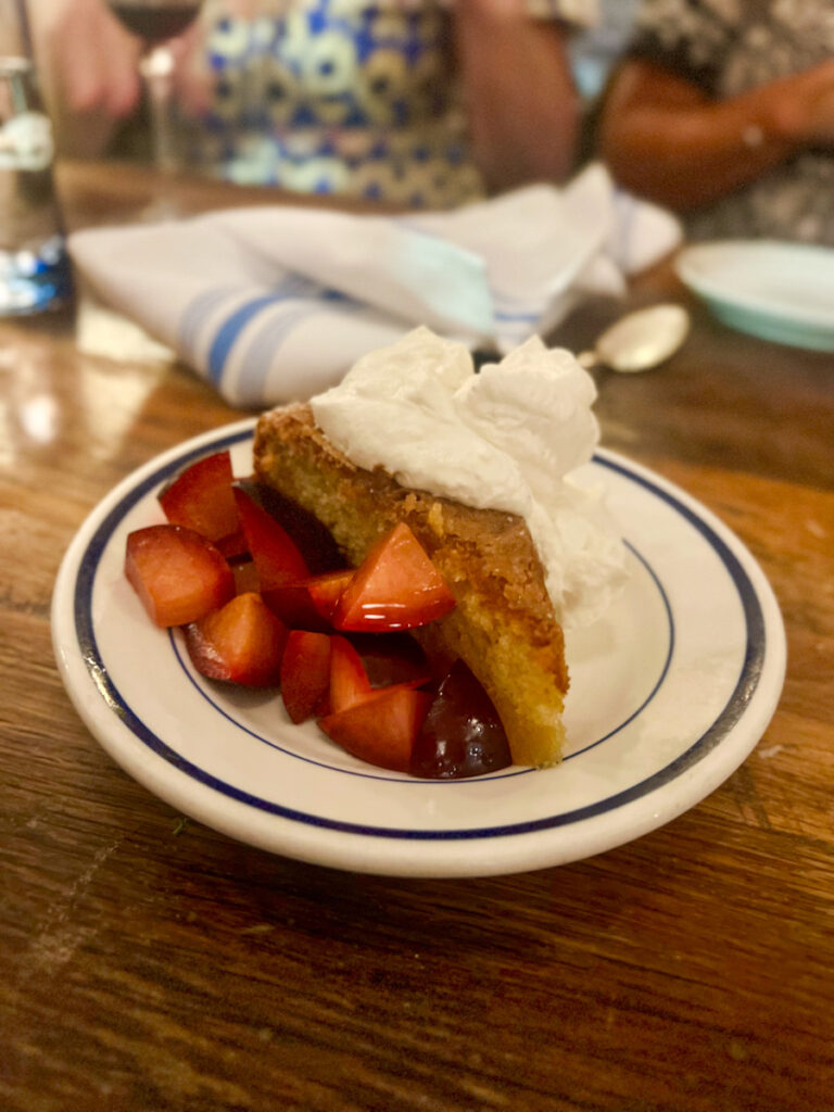 Olive oil cake dessert at Chubby Fish Charleston, one of the best restaurants in Charleston.