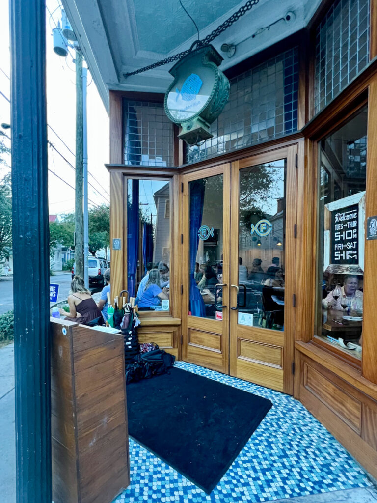 Chubby Fish Charleston restaurant entrance on Coming Street.